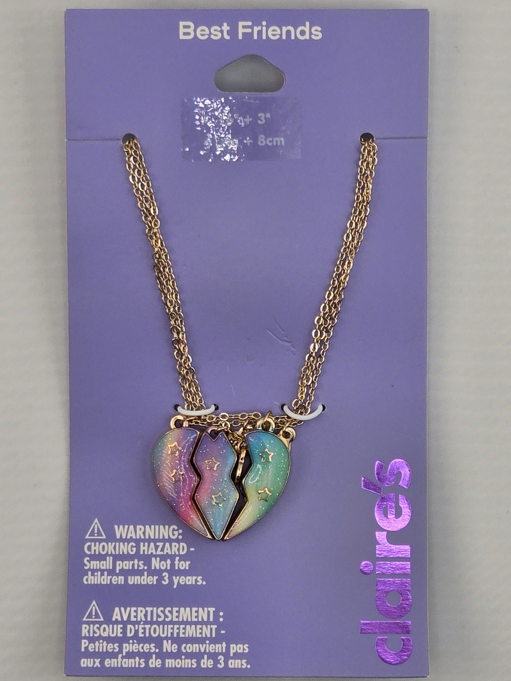 NWT Claire’s Best Friends 3 Piece Galaxy Heart Necklace Set